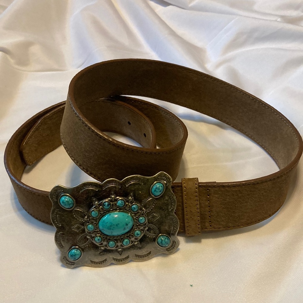Faux turquoise leather belt size XL